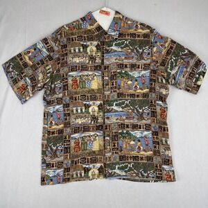 Reyn Spooner Shirt Mens Size Large Guy Buffet‎ Hawaiian Islands Button Up Summer